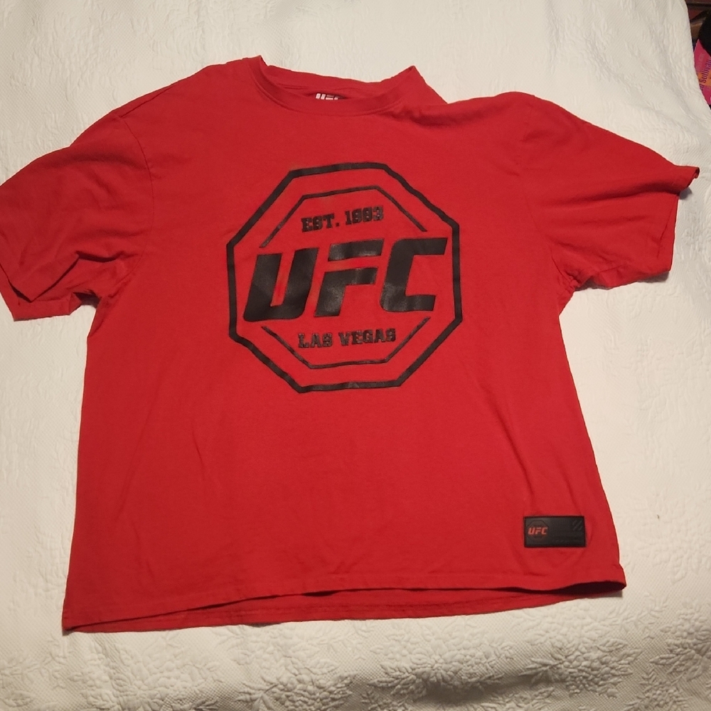 UFC Red Tee with Black Octagon Design